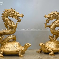 Tượng Long Quy (Rồng Cưỡi Rùa) bằng đồng đỏ cao 61cm