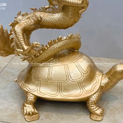 Tượng Long Quy (Rồng Cưỡi Rùa) bằng đồng đỏ cao 61cm