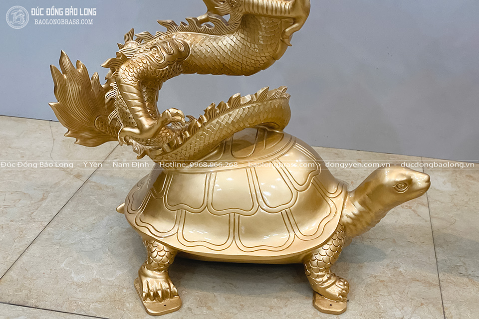 Tượng Long Quy (Rồng Cưỡi Rùa) bằng đồng đỏ cao 61cm