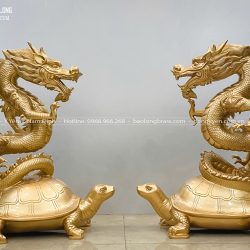 Tượng Long Quy (Rồng Cưỡi Rùa) bằng đồng đỏ cao 61cm