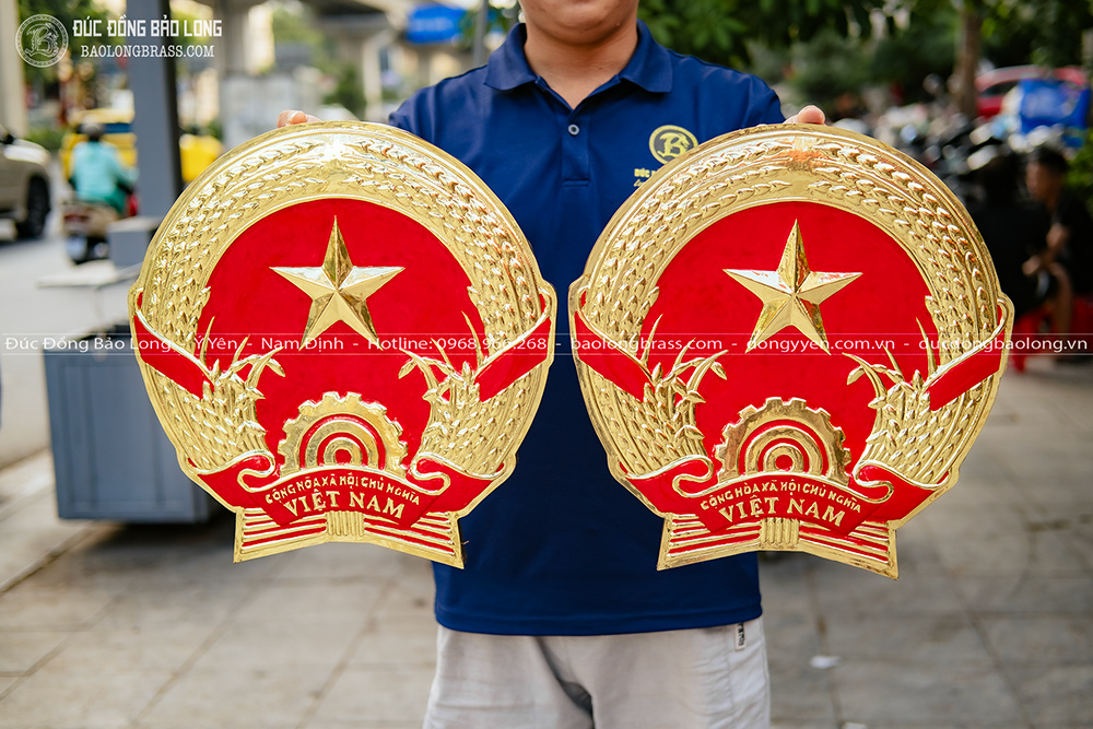 Logo Quốc Huy, Huy Hiệu Cỡ Nhỏ Bằng Đồng ĐK 40Cm