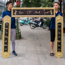 Bộ Đại Tự Câu Đối Bằng Đồng Vạn Cổ Anh Linh 1m35