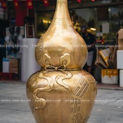 Hồ lô bát quái bằng đồng 1m35 gò thủ công