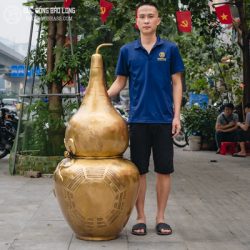 Hồ lô bát quái bằng đồng 1m35 gò thủ công
