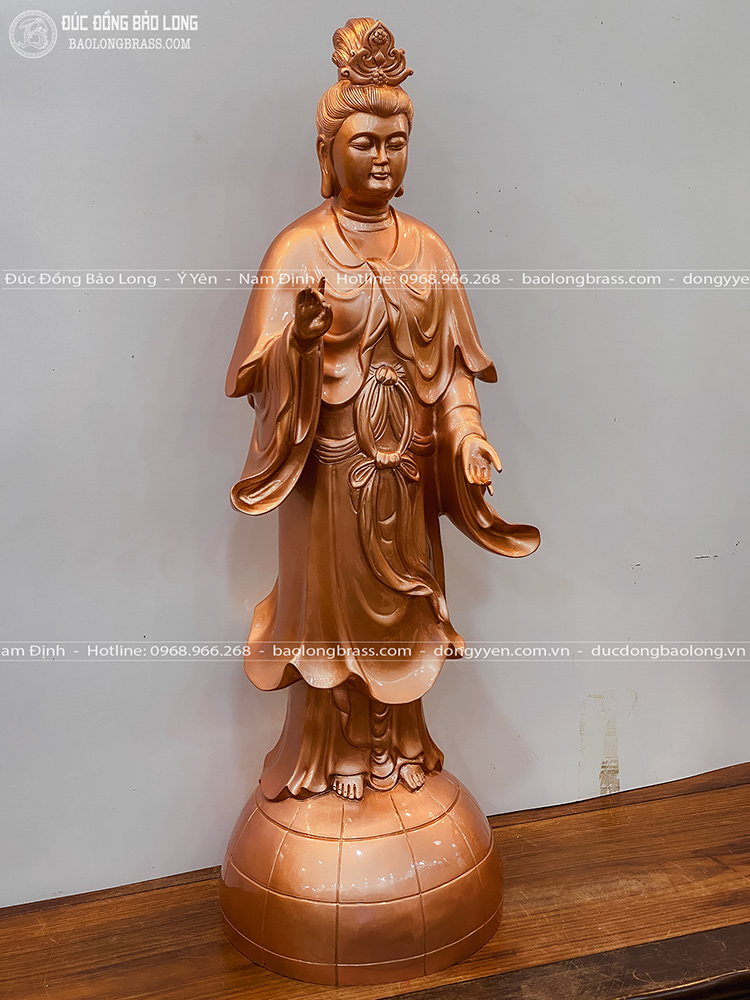 Tượng Địa Mẫu Bằng Đồng Đỏ Cao 81Cm