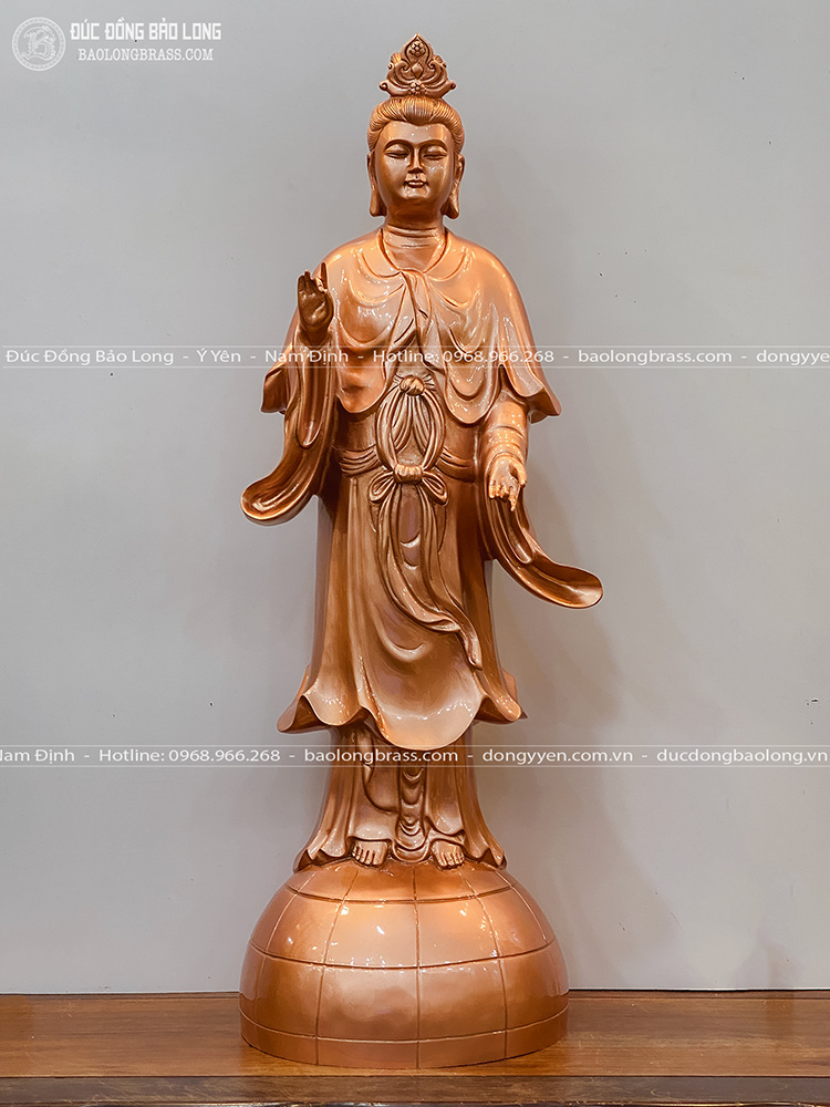 Tượng Địa Mẫu Bằng Đồng Đỏ Cao 81Cm