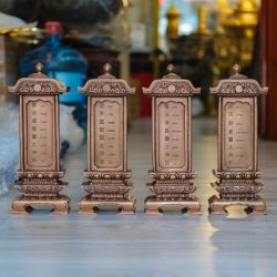 Bài Vị Đúc Đồng Đỏ Màu Giả Cổ Cao 30cm