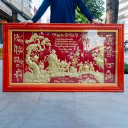 Tranh mừng thọ cụ ông đồng vàng 1m55x88cm
