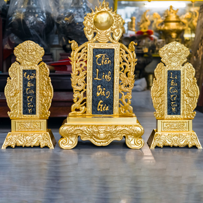 Bài Vị Thờ Gia Tiên Cao 61cm Bằng Đồng Dát Vàng