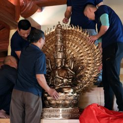 Tượng Thiên Thủ Thiên Nhãn Bằng Đồng Đỏ Màu Giả Cổ 1m27