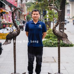 Đôi Hạc Thờ Bằng Đồng Thau Cao 1m76 Màu Hun Đen