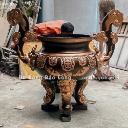 Lư Hương Đồng Cắm Nhang Dơi Thọ Cao 1m37