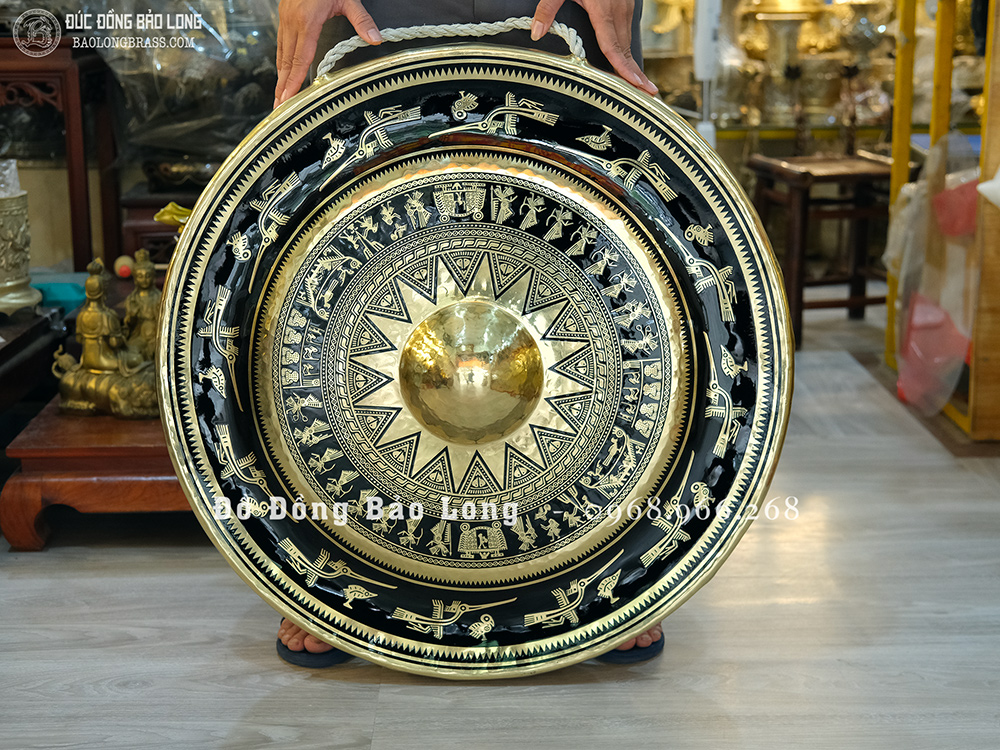 Chiêng Đồng ĐK 70Cm Ám Hoa Văn Trống Đồng