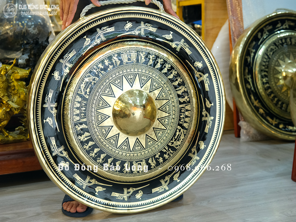 Chiêng Đồng ĐK 70Cm Ám Hoa Văn Trống Đồng