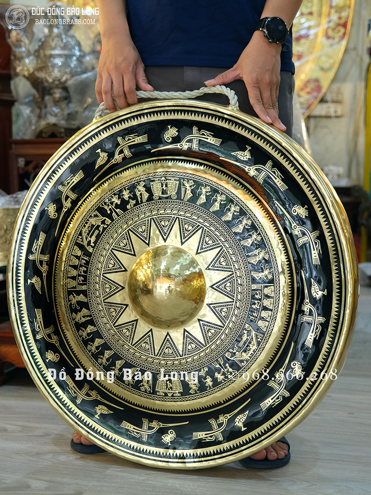 Chiêng Đồng ĐK 70Cm Ám Hoa Văn Trống Đồng