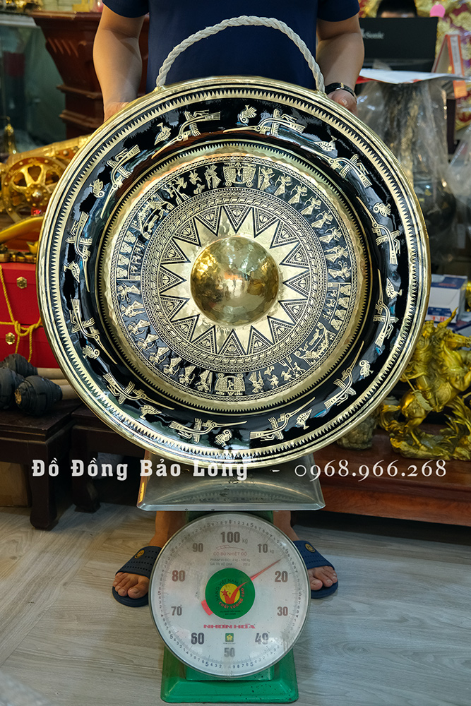 Chiêng Đồng ĐK 70Cm Ám Hoa Văn Trống Đồng