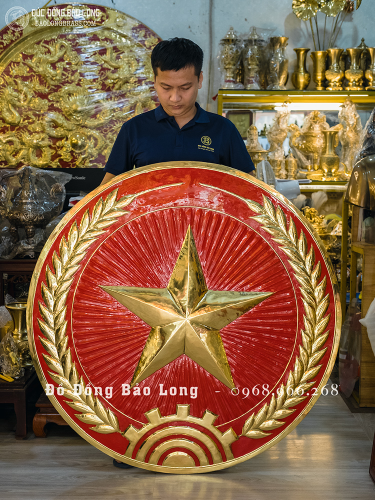 Huy Hiệu Quân Đội Bằng Đồng Vàng ĐK 1m2