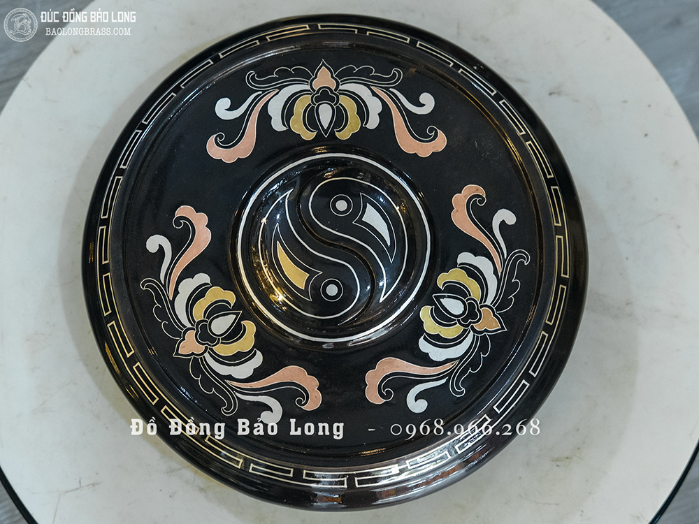 Lư Xông Trầm Tai Cui Bằng Đồng Khảm Ngũ Sắc Cao 40Cm