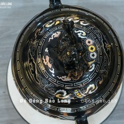 Lư xông trầm tai Cui bằng đồng khảm ngũ sắc cao 40cm