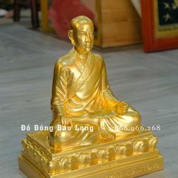 Tượng Phật Hoàng Trần Nhân Tông bằng đồng dát vàng 9999 cao 28cm
