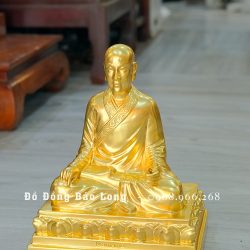 Tượng Phật Hoàng Trần Nhân Tông bằng đồng dát vàng 9999 cao 28cm