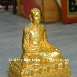 Tượng Phật Hoàng Trần Nhân Tông bằng đồng dát vàng 9999 cao 28cm