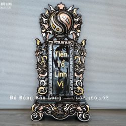Bài vị đúc đồng đỏ cao 42cm khảm ngũ sắc