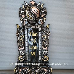 Bài vị đúc đồng đỏ cao 42cm khảm ngũ sắc