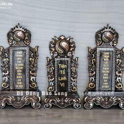 Bài vị đúc đồng đỏ cao 42cm khảm ngũ sắc