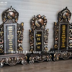 Bài Vị Đúc Bằng Đồng Đỏ Cao 48Cm Khảm Ngũ Sắc