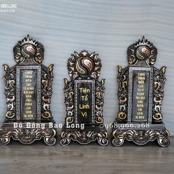 Bài Vị Đúc Bằng Đồng Đỏ Cao 48Cm Khảm Ngũ Sắc