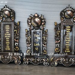 Bài Vị Đúc Bằng Đồng Đỏ Cao 48Cm Khảm Ngũ Sắc