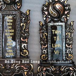 Bài Vị Đúc Bằng Đồng Đỏ Cao 48Cm Khảm Ngũ Sắc
