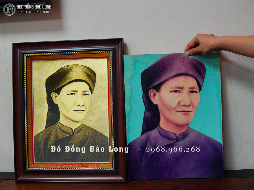 Tranh Khắc Chân Dung Ông Bà Bằng Đồng Khổ 37cm x 45cm