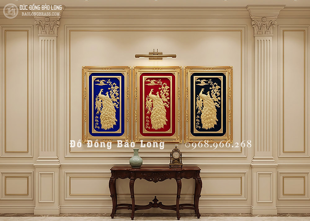 Tranh Phú Quý Cát Tường Bằng Đồng Mạ Vàng 24K Khổ 1m09 x 71cm