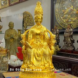 Tượng Mẫu Cửu Trùng Thiên bằng đồng đỏ dát vàng 24K cao 69cm