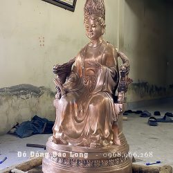Tượng Mẫu Cửu Trùng Thiên bằng đồng đỏ dát vàng 24K cao 69cm