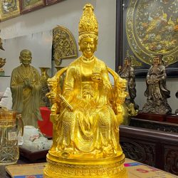 Tượng Mẫu Cửu Trùng Thiên bằng đồng đỏ dát vàng 24K cao 69cm
