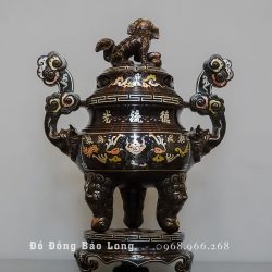 Đỉnh Thờ Bằng Đồng Khảm Tam Khí Cao 60Cm