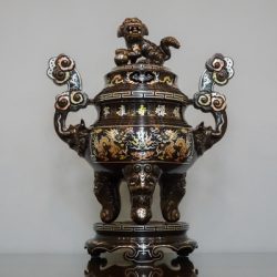 Đỉnh Thờ Bằng Đồng Khảm Tam Khí Cao 60Cm