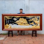Tranh Thuận Buồm Xuôi Gió bằng đồng dát bạc dát vàng 9999 Khổ 2m4 x 1m