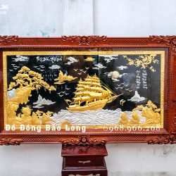 Tranh Thuận Buồm Xuôi Gió Bằng Đồng Dát Bạc Dát Vàng 24K Khổ 1m55 x 88cm