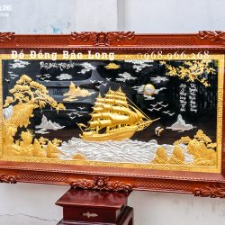 Tranh Thuận Buồm Xuôi Gió bằng đồng dát bạc dát vàng 9999 Khổ 1m55 x 88cm