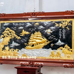 Tranh Thuận Buồm Xuôi Gió bằng đồng dát bạc dát vàng 9999 Khổ 1m55 x 88cm
