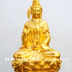 Tượng Quan Thế Âm Bồ Tát Bằng Đồng Dát Vàng 9999 Cao 61Cm
