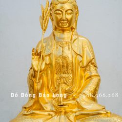 Tượng Quan Thế Âm Bồ Tát bằng đồng dát vàng 9999 cao 61cm