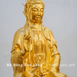 Tượng Quan Thế Âm Bồ Tát bằng đồng dát vàng 9999 cao 61cm