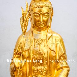 Tượng Quan Thế Âm Bồ Tát bằng đồng dát vàng 9999 cao 61cm