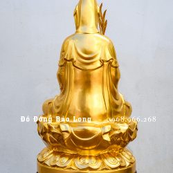 Tượng Quan Thế Âm Bồ Tát bằng đồng dát vàng 9999 cao 61cm