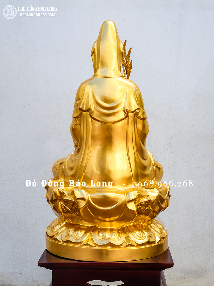 Tượng Quan Thế Âm Bồ Tát Bằng Đồng Dát Vàng 9999 Cao 61Cm